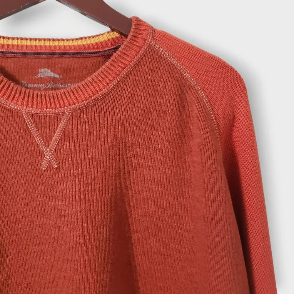 Tommy Bahama Mens Colorblock Raglan Crewneck Sweater Orange Sz XXL Preppy‎ Retro